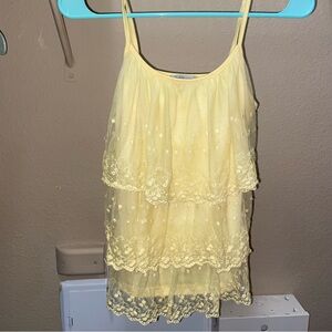 Charlotte Russe Yellow Tiered Floral Tank | Small